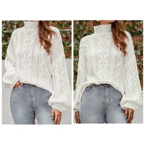 White Cable Knit Sweater✨